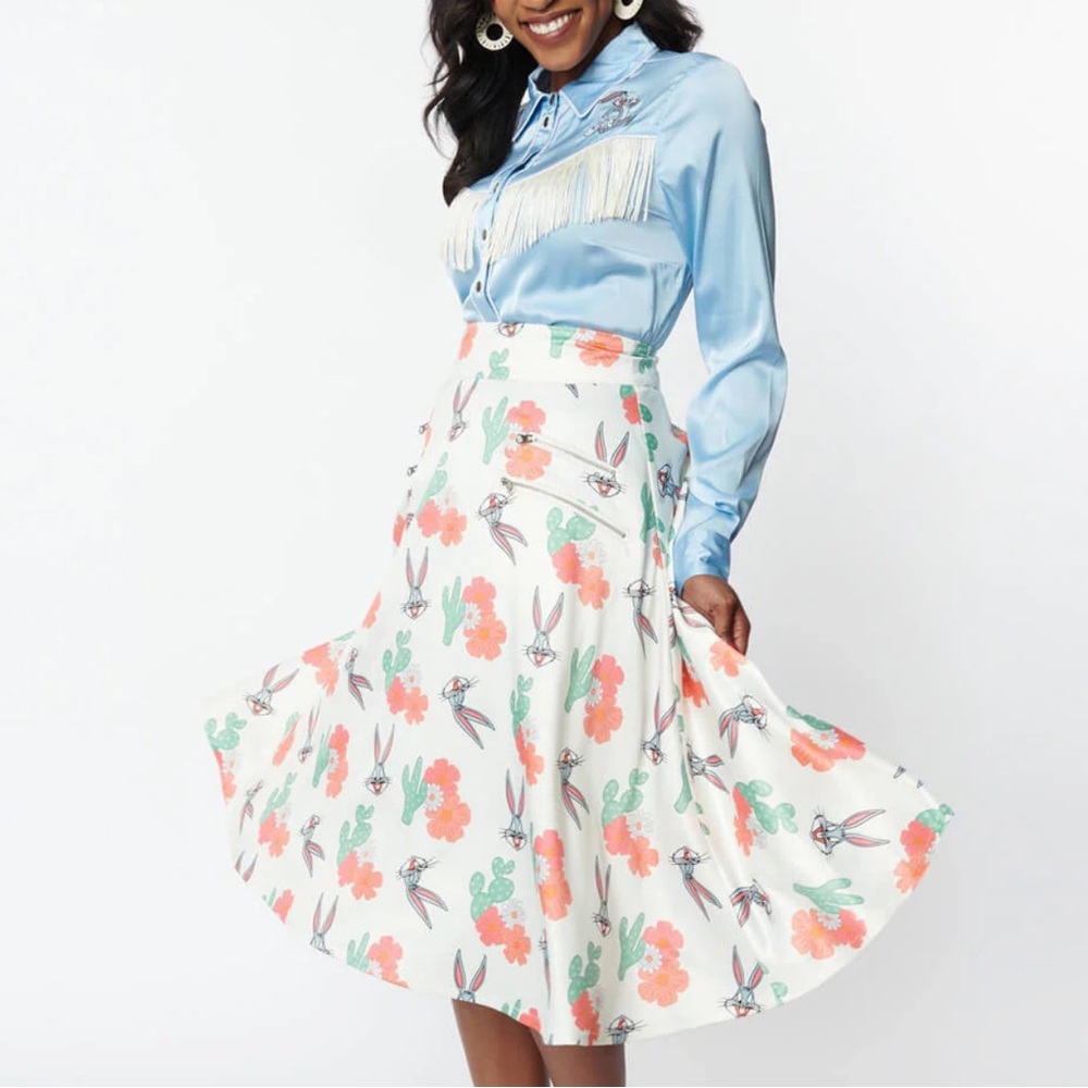NEW Looney Tunes x Unique Vintage Bugs Bunny Skirt